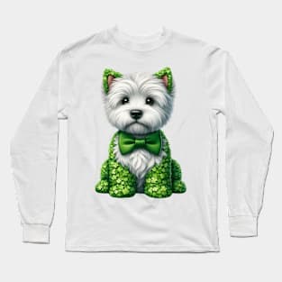 Clover West Highland White Terrier Dog St Patricks Day Long Sleeve T-Shirt